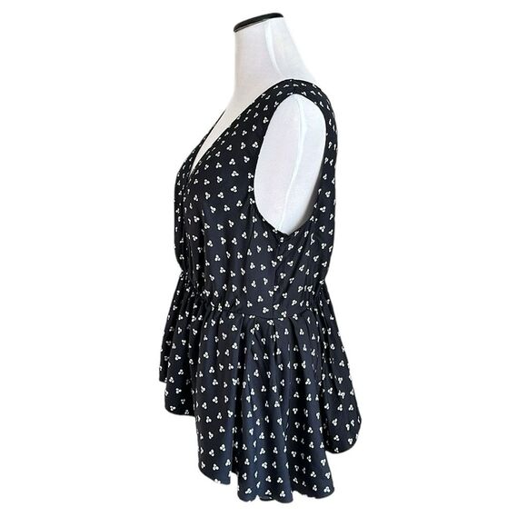 LEWIT Women’s Printed Black Silk Tank Top with ruffle peplum hem Size XL - Picture 5 of 10